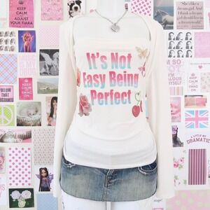 y2k it's not easy being perfect graphic long sleeve top urban outfitters size L